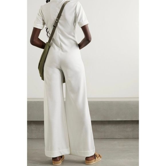 Suzie Kondi The Short Sleeve Stretch Jumpsuit Ivory Size Small NWT - Picture 2 of 16